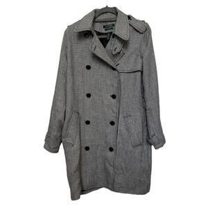 Lauren Ralph Lauren Women's 100% Linen Houndstooth Coat Black White Size Medium